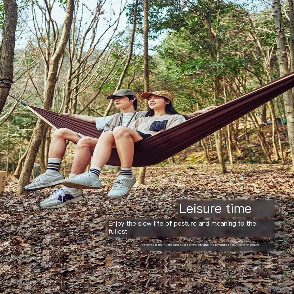 Hammocks Outdoor Camping Hammock Swing Anti-Rollover Portable Hanging Basket Thickened Outdoor Double Hanging Camping Hammocks(Brown)
