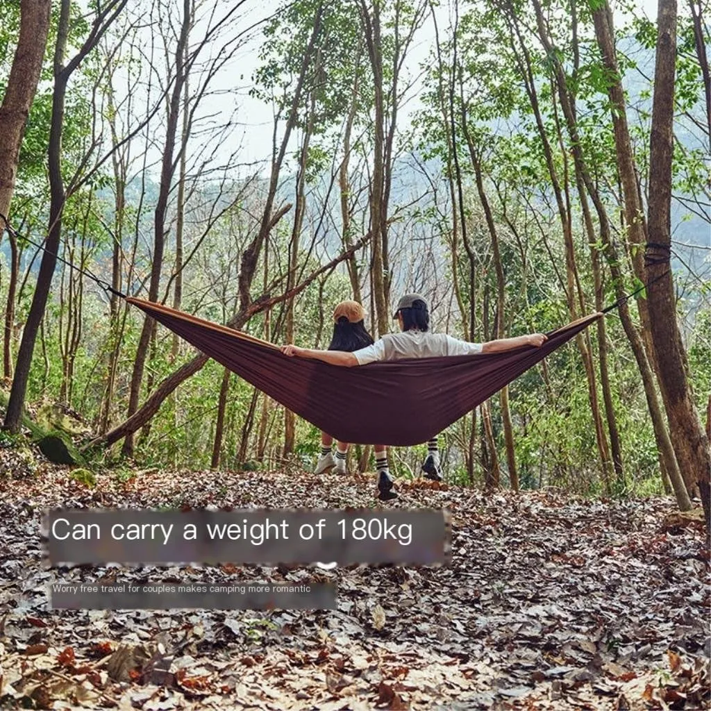 Hammocks Outdoor Camping Hammock Swing Anti-Rollover Portable Hanging Basket Thickened Outdoor Double Hanging Camping Hammocks(Brown)
