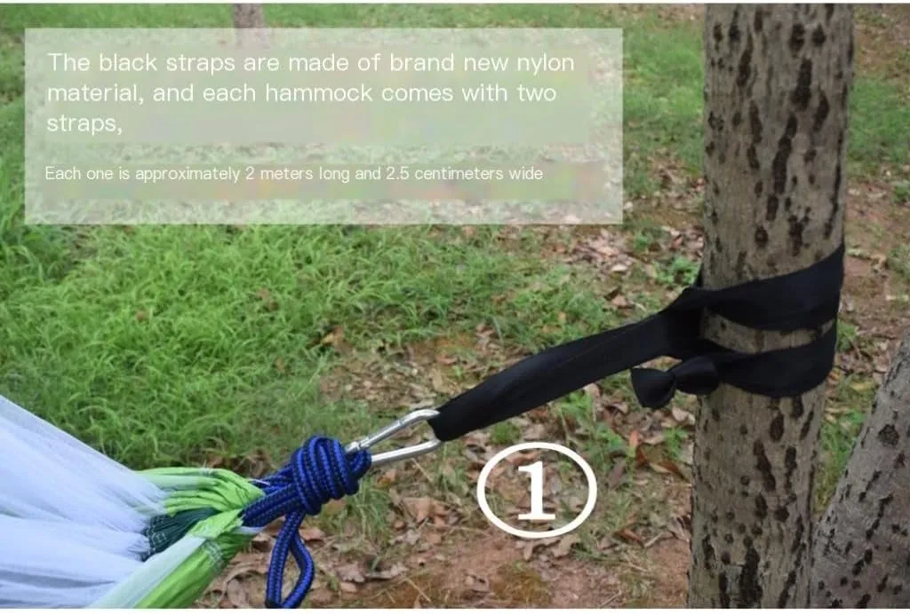 Hammocks Outdoor Camping Outdoor Mosquito Net Hammock Double 210T Nylon Anti-Mosquito Parachute Cloth Air Camping Tent Camping Hammocks(Gray)