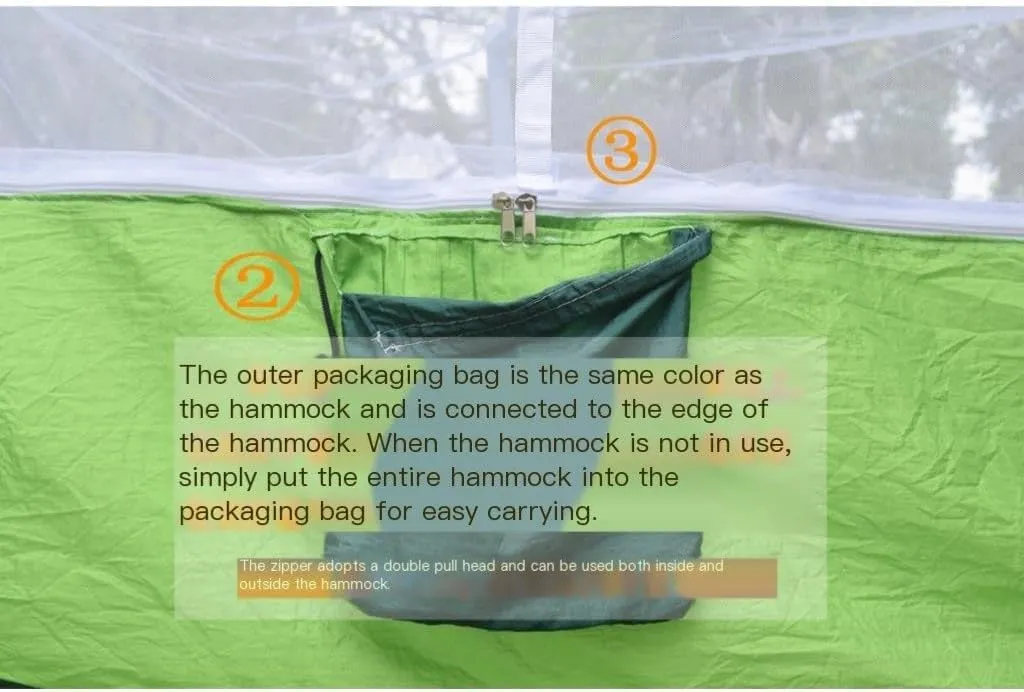 Hammocks Outdoor Camping Outdoor Mosquito Net Hammock Double 210T Nylon Anti-Mosquito Parachute Cloth Air Camping Tent Camping Hammocks(Gray)