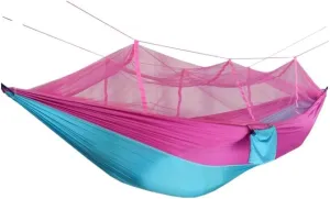 Hammocks Outdoor Camping Outdoor Mosquito Net Hammock Double 210T Nylon Anti-Mosquito Parachute Cloth Air Camping Tent Camping Hammocks(Pink)