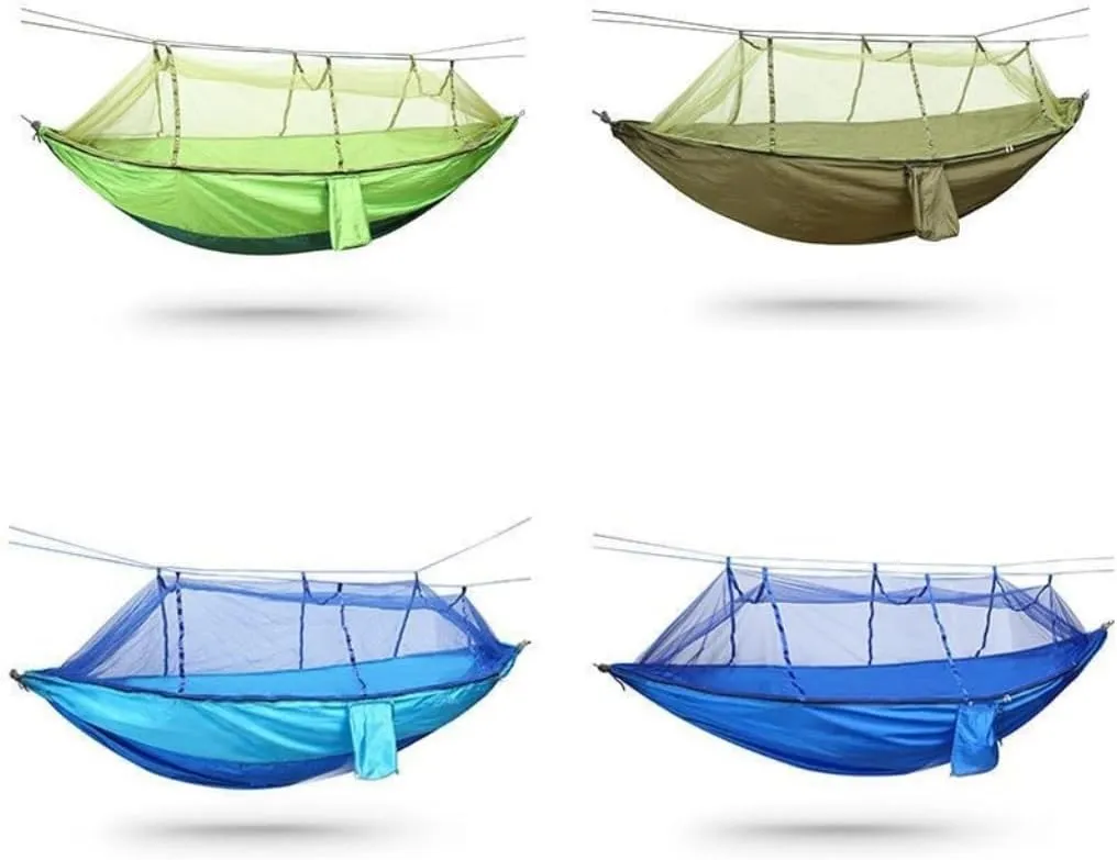 Hammocks Outdoor Camping Parachute Hammock with Mosquito Net Anti-Mosquito Nylon Double Camping Portable Hammock Camping Hammocks(Orange)