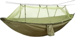 Hammocks Outdoor Camping Parachute Hammock with Mosquito Net Anti-Mosquito Nylon Double Camping Portable Hammock Camping Hammocks(Orange)