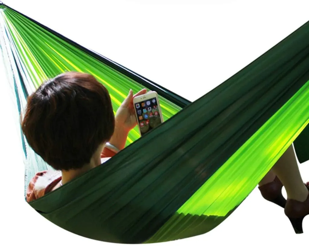 Hammocks Outdoor Hammock Light Parachute Cloth Hammock Outdoor Single Double Camping Leisure Hammock, Small, Yellow
