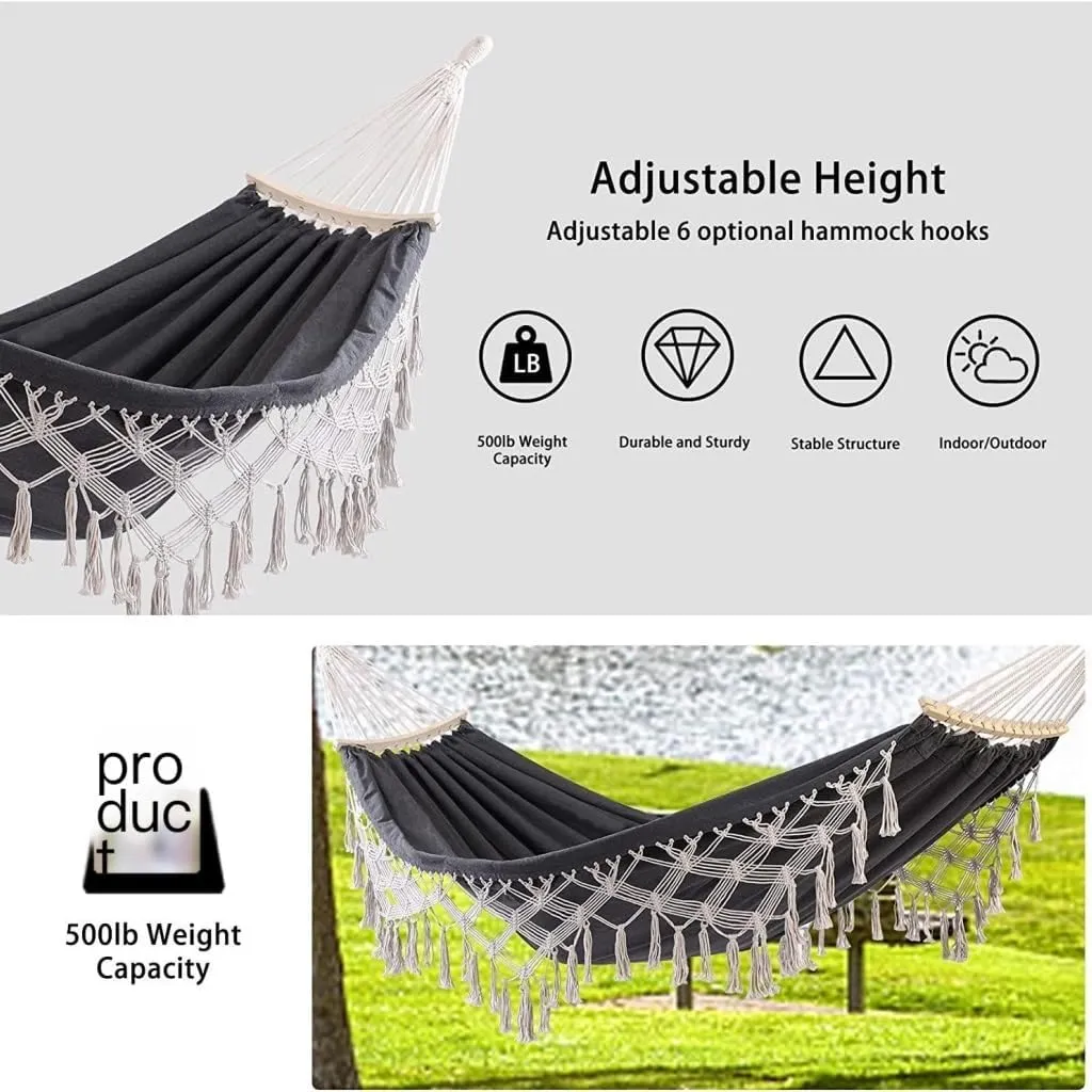 Hammocks Outdoor Hammock Single Double Camping Hanging Tree Outdoor Indoor Thick Canvas Leisure Homestay Decoration Camping Hammocks(C)