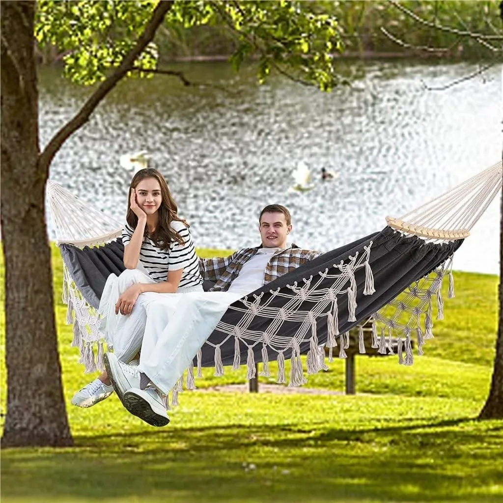 Hammocks Outdoor Hammock Single Double Camping Hanging Tree Outdoor Indoor Thick Canvas Leisure Homestay Decoration Camping Hammocks(C)