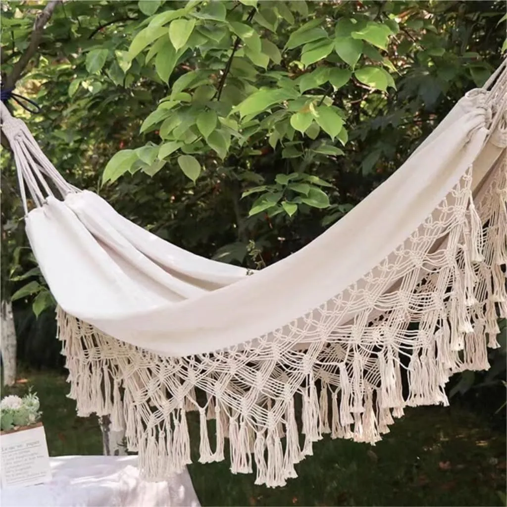Hammocks Outdoor Hammock Single Double Camping Hanging Tree Outdoor Indoor Thick Canvas Leisure Homestay Decoration Camping Hammocks(C)