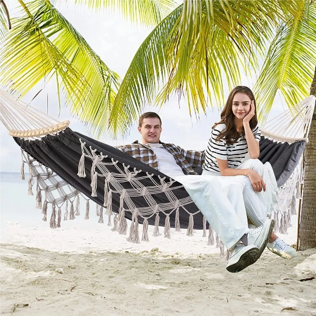 Hammocks Outdoor Hammock Single Double Camping Hanging Tree Outdoor Indoor Thick Canvas Leisure Homestay Decoration Camping Hammocks(C)