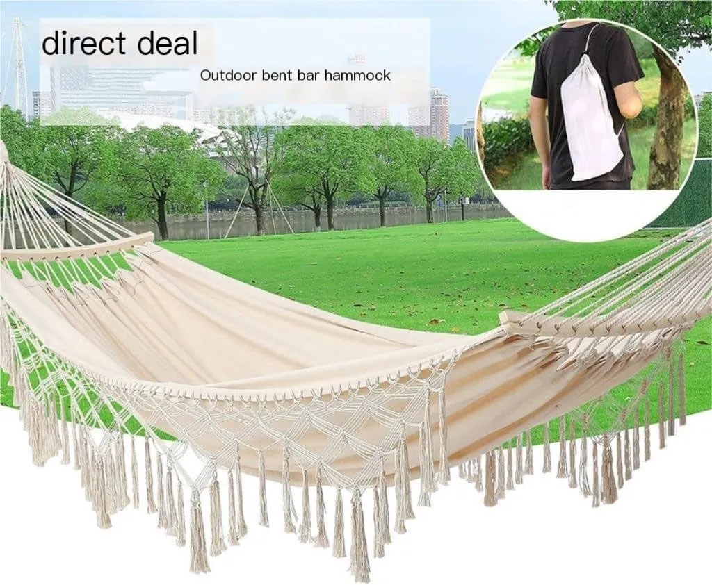Hammocks Outdoor Hammock Single Double Camping Hanging Tree Outdoor Indoor Thick Canvas Leisure Homestay Decoration Camping Hammocks(C)