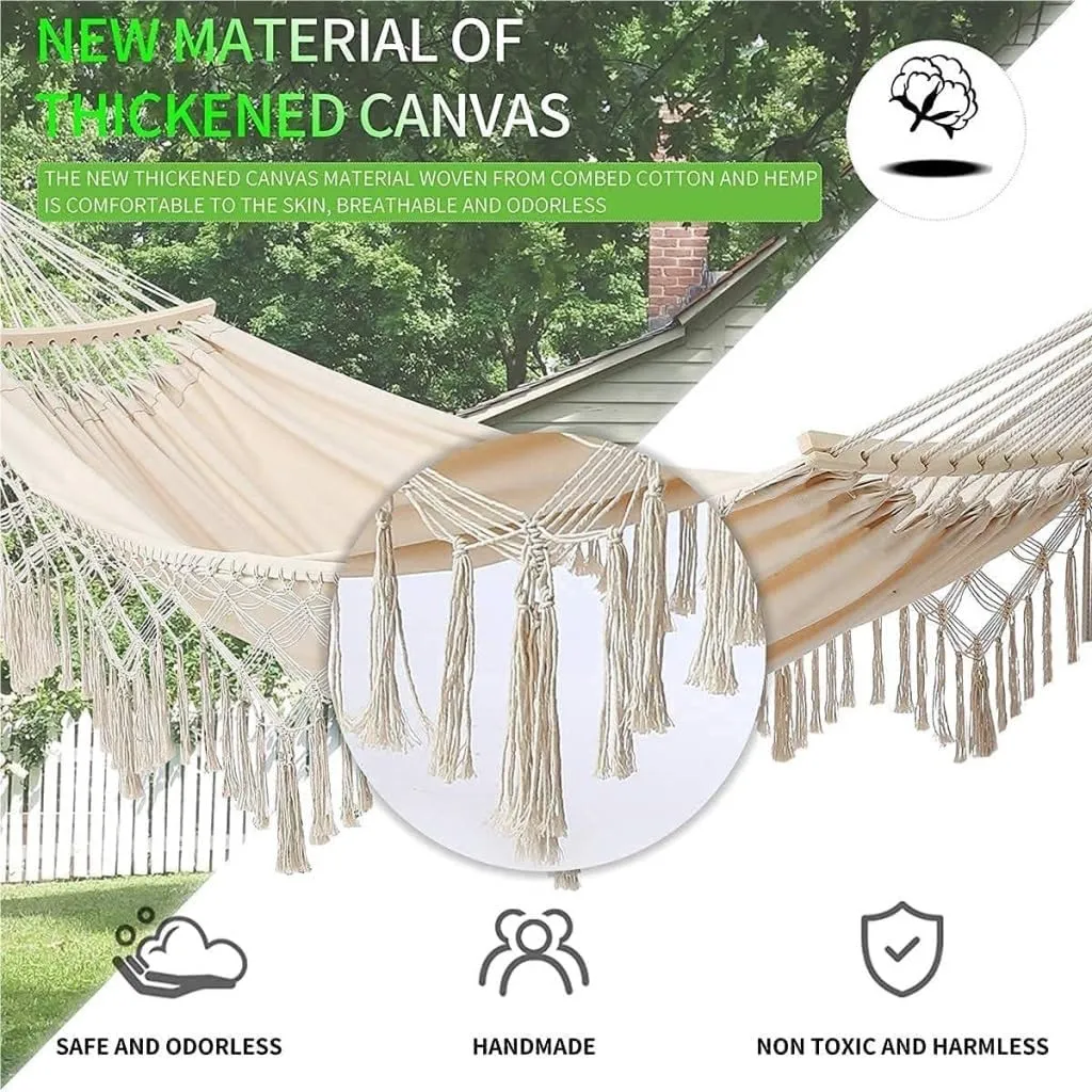 Hammocks Outdoor Hammock Single Double Camping Hanging Tree Outdoor Indoor Thick Canvas Leisure Homestay Decoration Camping Hammocks(C)