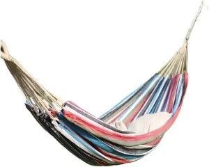 Hammocks Outdoor Hammock Woven Tassel Thick Canvas Straight Stick Anti-Rollover Leisure Camping Single Double Swing Camping Hammocks(Red,B)