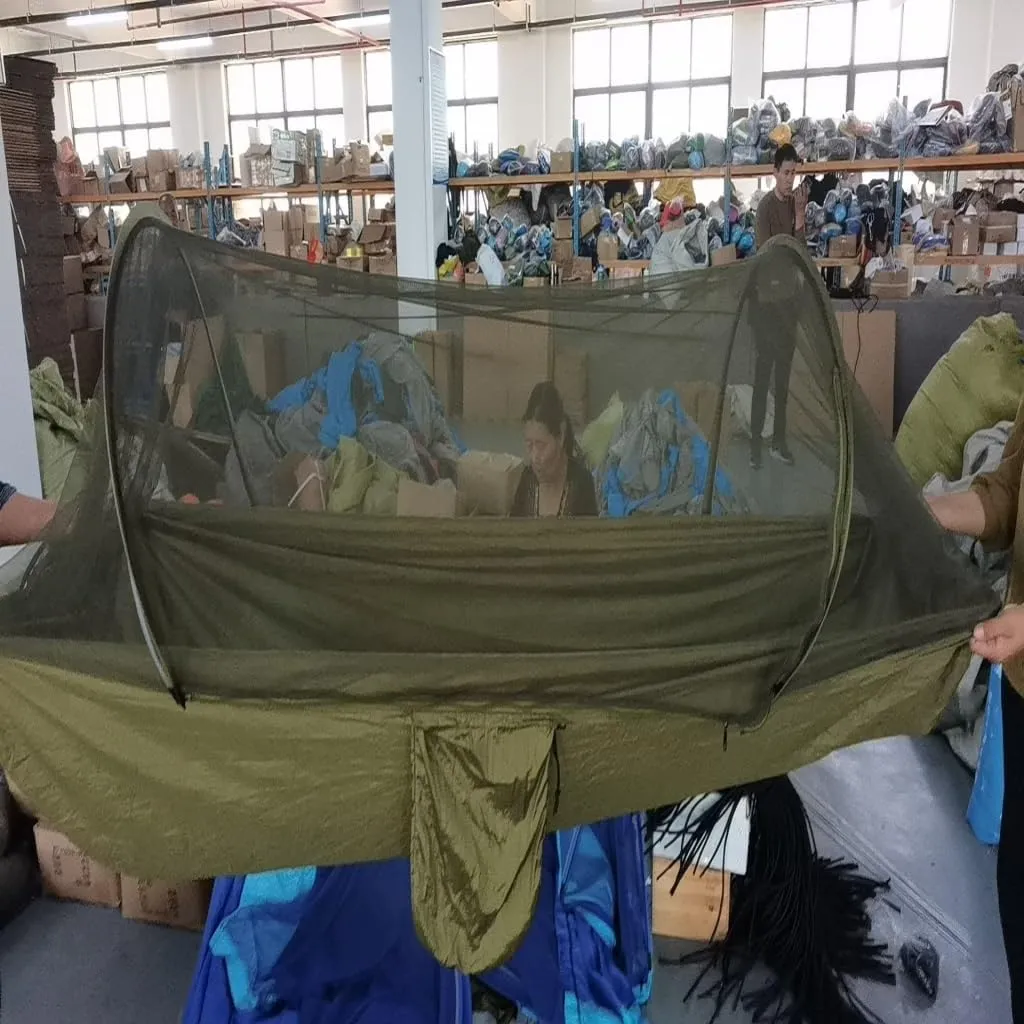 Hammocks Outdoor Supplies Parachute Hammock with Mosquito Net Anti-Mosquito Nylon Single and Double Camping Hammock Camping Hammocks(Blue)