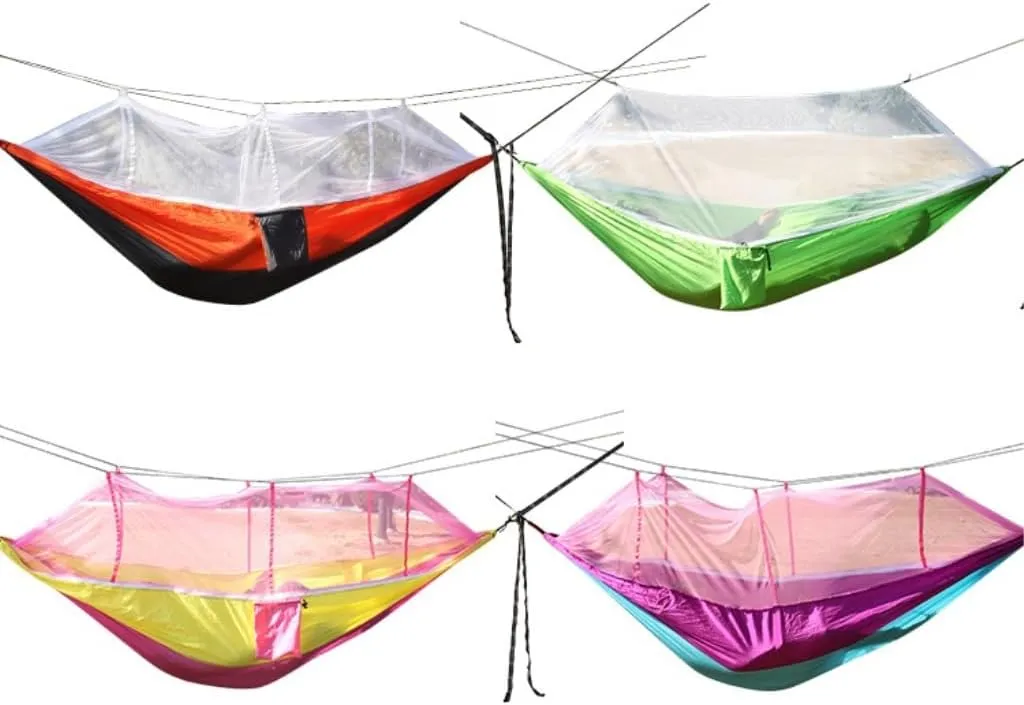 Hammocks Outdoor Supplies Parachute Hammock with Mosquito Net Anti-Mosquito Nylon Single and Double Camping Hammock Camping Hammocks(Blue)