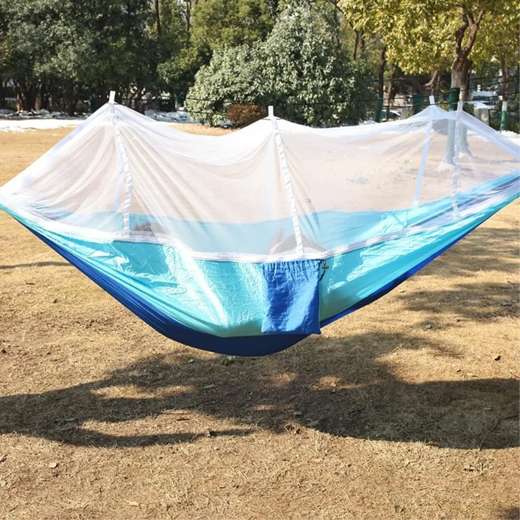Hammocks Outdoor Supplies Parachute Hammock with Mosquito Net Anti-Mosquito Nylon Single and Double Camping Hammock Camping Hammocks(Blue)