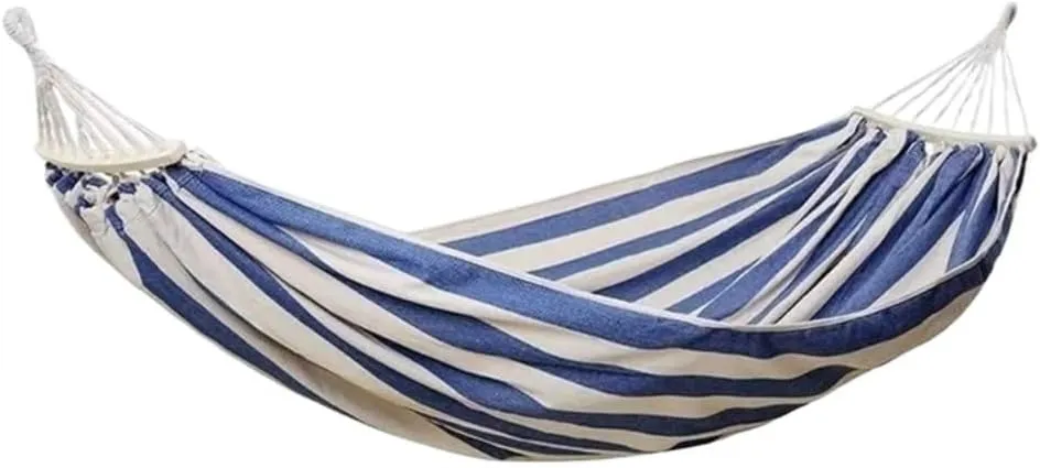 Hammocks Outdoor Thickened Canvas Outdoor Bent Wooden Stick Hanging Sheet Double Hammock Swing Dormitory Camping Camping Hammocks(A)