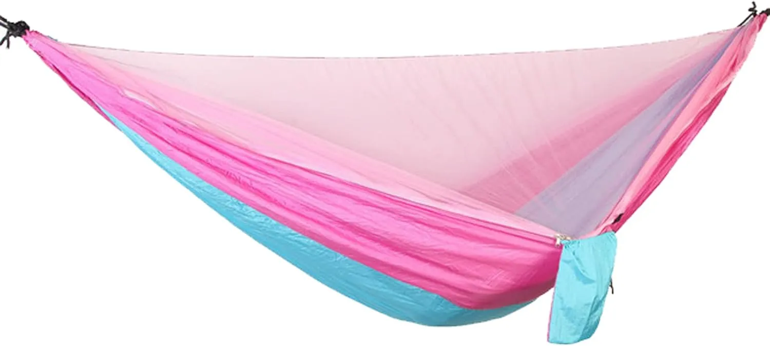 Hammocks Portable Hammock Outdoors Double Camping Hammocks with Mosquito Net Lightweight Parachute Nylon Hammock for Backpacking Hiking Outdoor Hammock