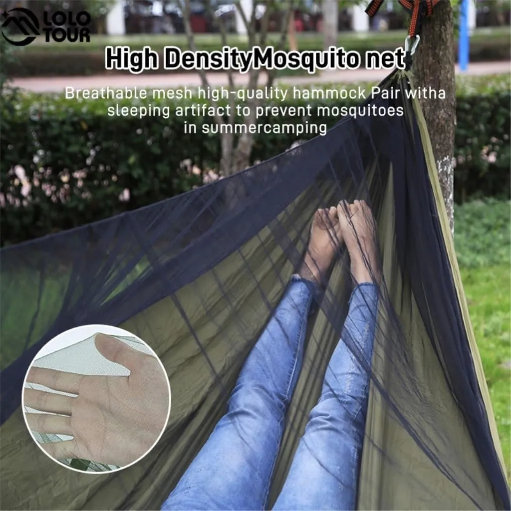 Hammocks Quick-Release Hammock with Mosquito Net Hanging Sheet Double Parachute Cloth Anti-Rollover Camping Hammock Camping Hammocks(F)
