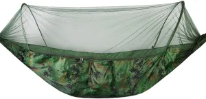Hammocks Single Or Double Portable Camping Hammock with Mosquito Net Parachute Nylon Fabric Hanging Bed Outdoor Sleeping Garden Hammock Outdoor Hammock