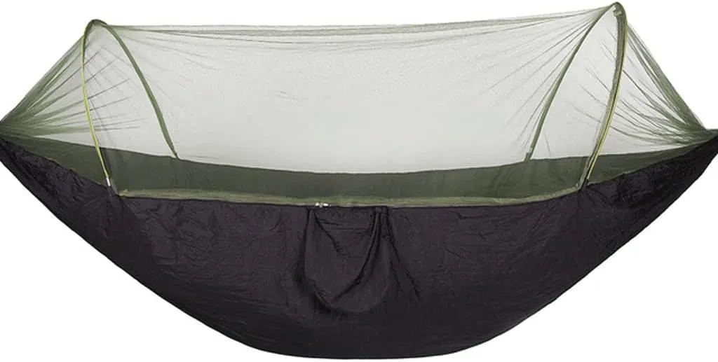 Hammocks Single Or Double Portable Camping Hammock with Mosquito Net Parachute Nylon Fabric Hanging Bed Outdoor Sleeping Garden Hammock Outdoor Hammock