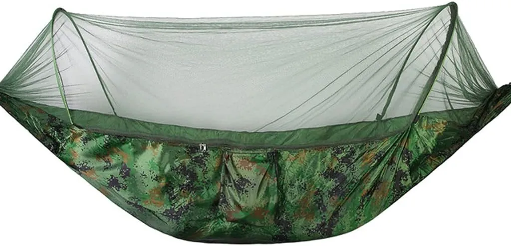 Hammocks Single Or Double Portable Camping Hammock with Mosquito Net Parachute Nylon Fabric Hanging Bed Outdoor Sleeping Garden Hammock Outdoor Hammock
