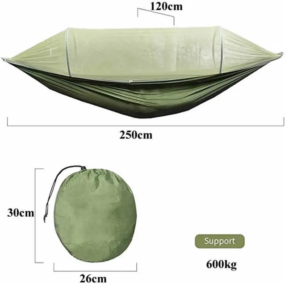 Hammocks Single Or Double Portable Camping Hammock with Mosquito Net Parachute Nylon Fabric Hanging Bed Outdoor Sleeping Garden Hammock Outdoor Hammock