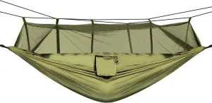 Hammocks,2 Persons Hammock with Mosquito Net Outdoor Hiking Camping Hommock Portable Nylon Swing Hanging Bed 600Lbs Load(Army Green)