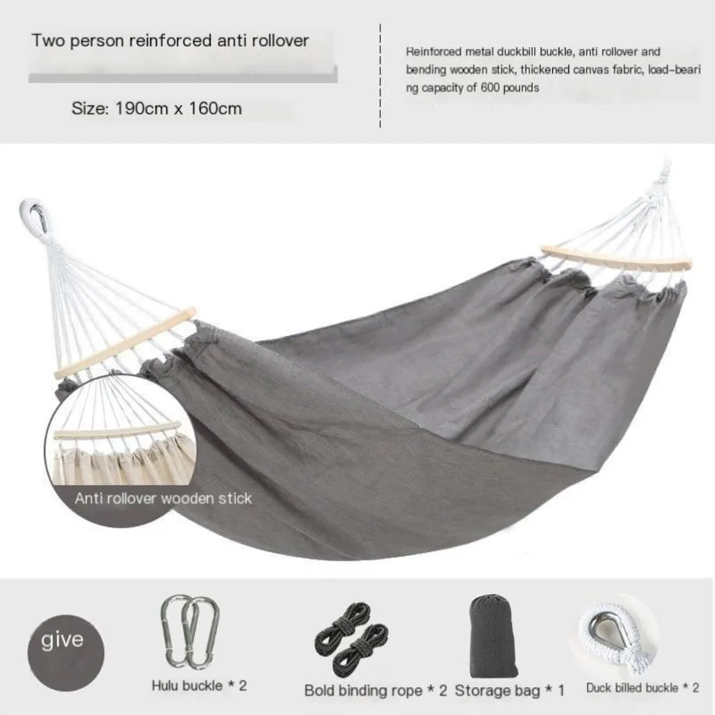 Hamock Beige Hammock Outdoor Swing Summer Camping W Anti-Rollover Home Indoor Single Double Adult Dormitory Hanmock(Blue,D)