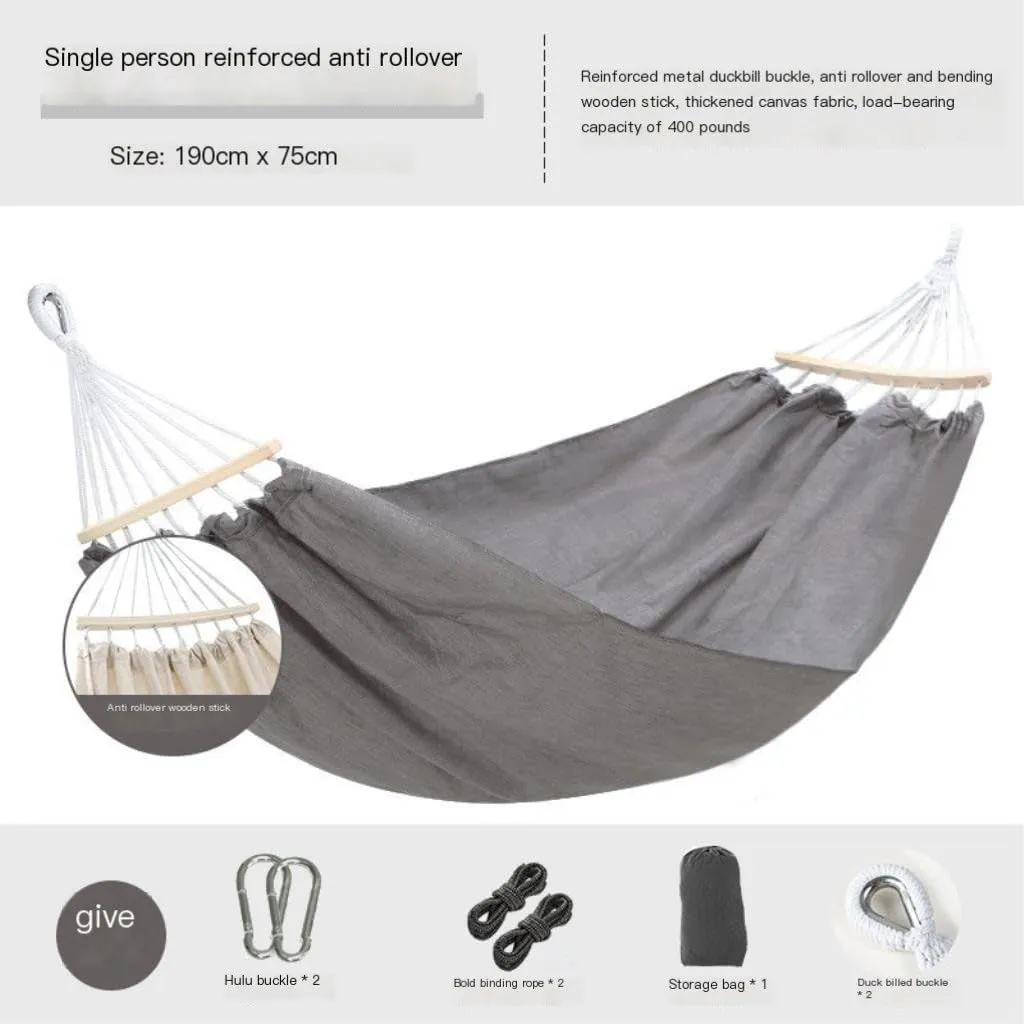 Hamock Beige Hammock Outdoor Swing Summer Camping W Anti-Rollover Home Indoor Single Double Adult Dormitory Hanmock(Blue,D)