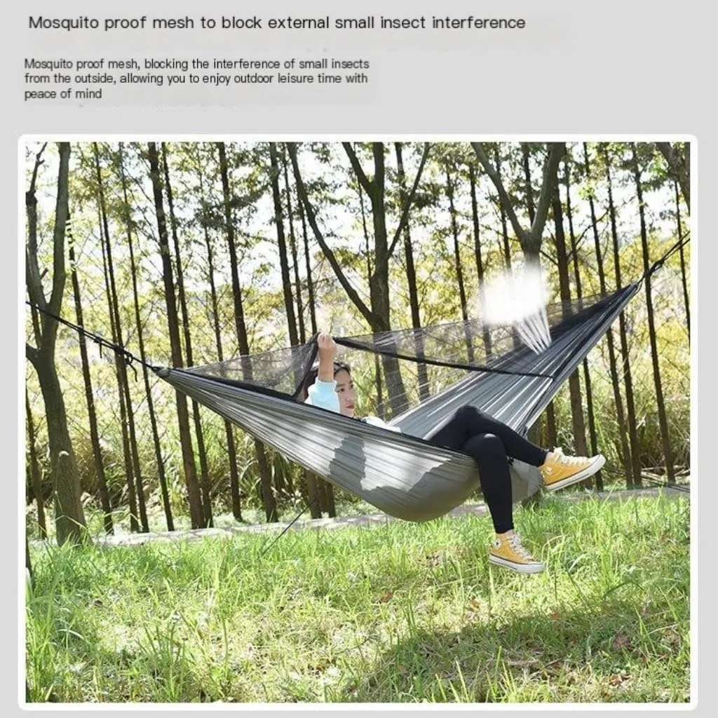 Hamock Canopy Mosquito Net Hammock Set Tent Parachute Cloth Camping Automatic Anti-Mosquito Mosquito Net Hammock Hanmock(B)