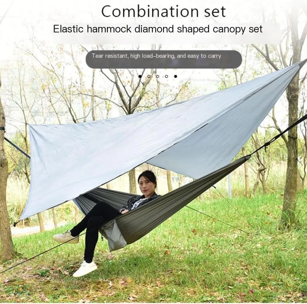 Hamock Canopy Mosquito Net Hammock Set Tent Parachute Cloth Camping Automatic Anti-Mosquito Mosquito Net Hammock Hanmock(B)