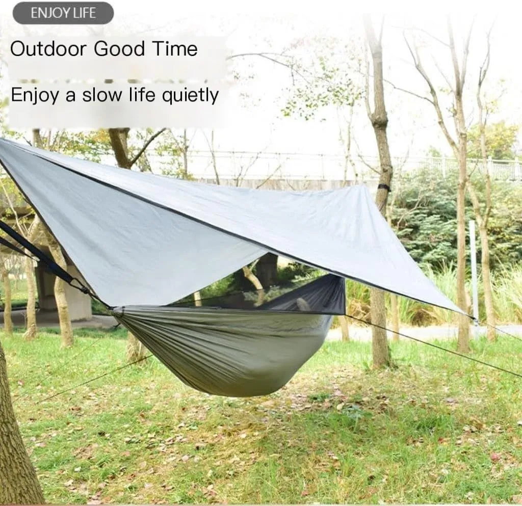 Hamock Canopy Mosquito Net Hammock Set Tent Parachute Cloth Camping Automatic Anti-Mosquito Mosquito Net Hammock Hanmock(B)