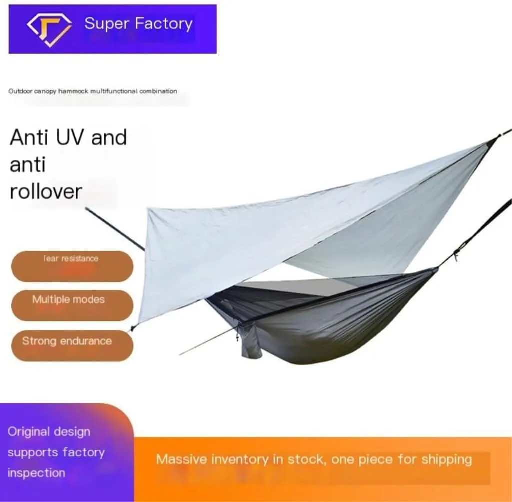 Hamock Canopy Mosquito Net Hammock Set Tent Parachute Cloth Camping Automatic Anti-Mosquito Mosquito Net Hammock Hanmock(B)
