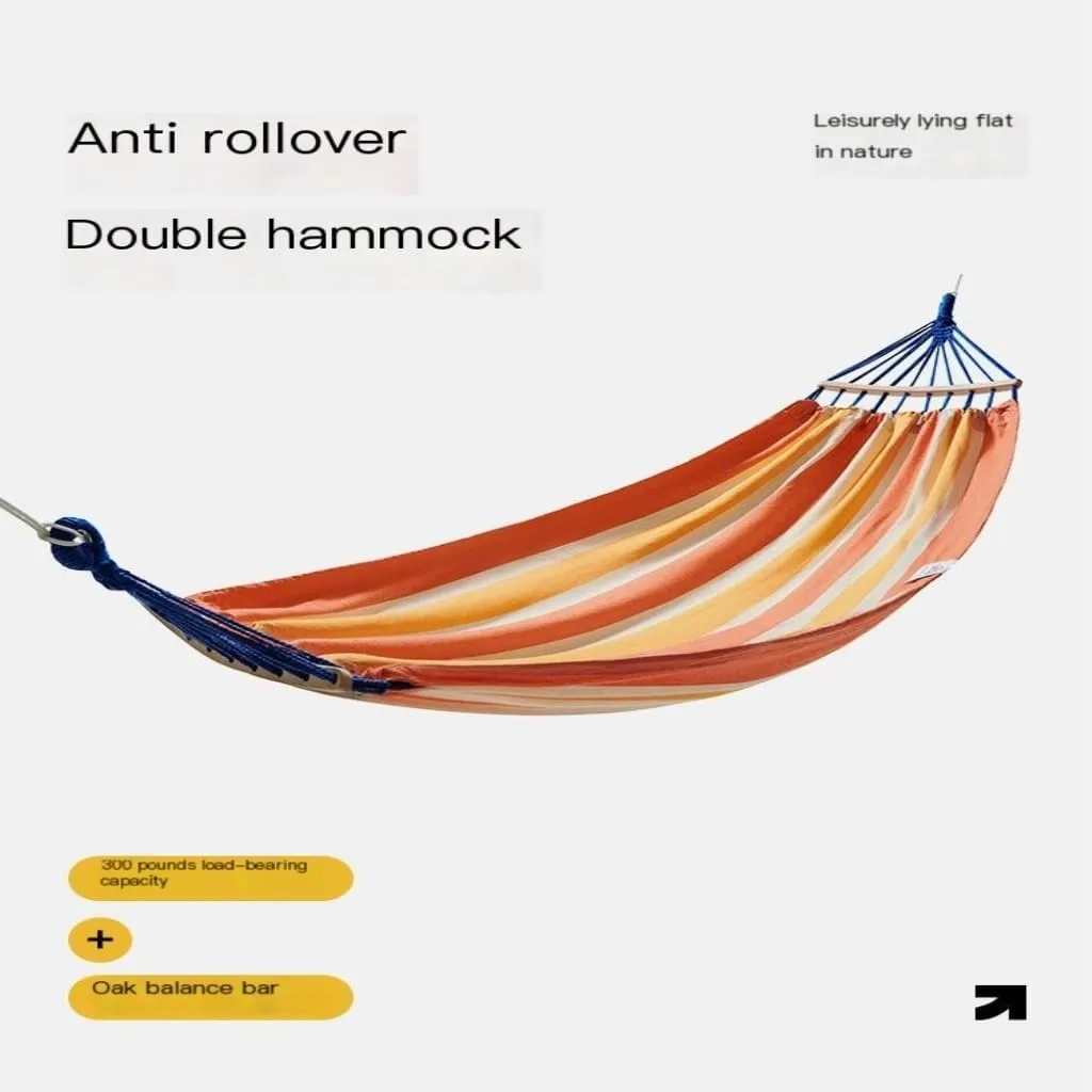 Hamock Hammock Outdoor Camping Single and Double Hammock Canvas Anti-Rollover Swing Adult Dormitory Hanging Chair Hanmock(Blue)
