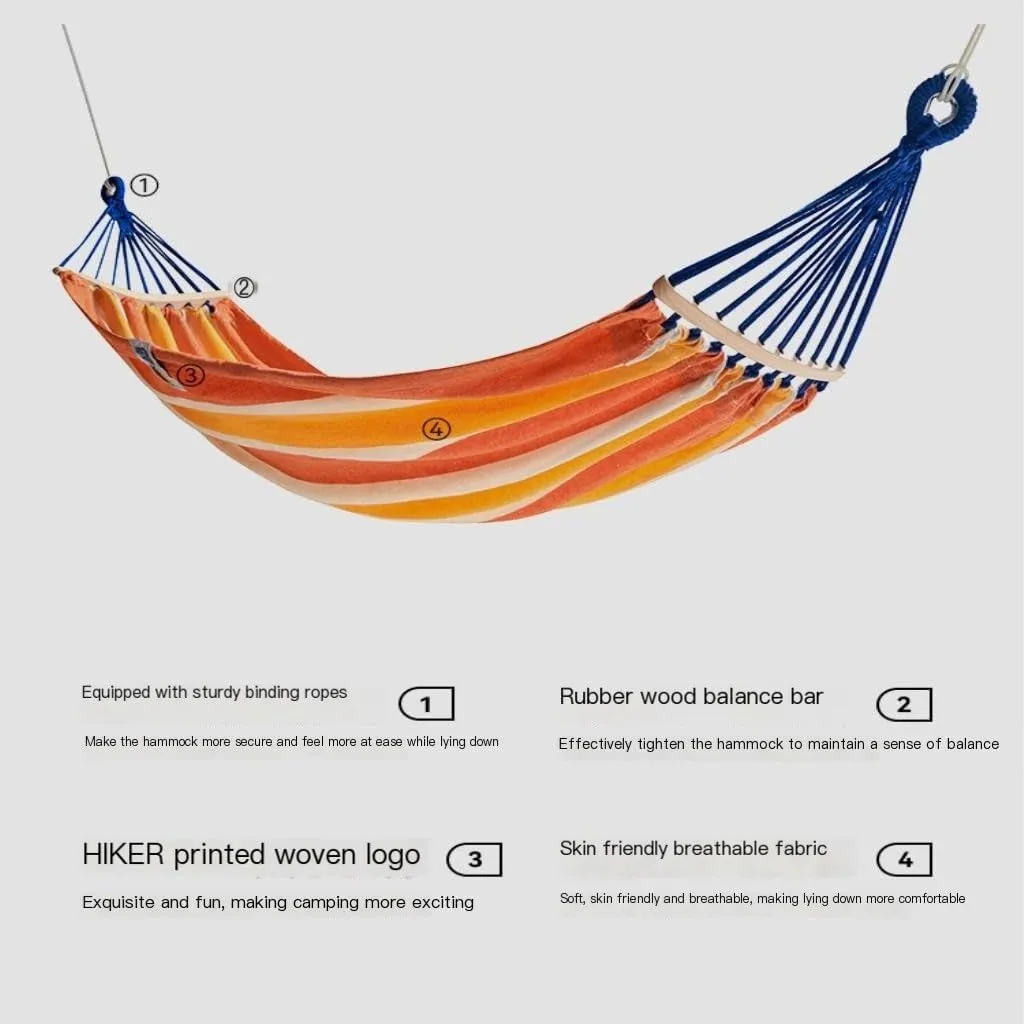 Hamock Hammock Outdoor Camping Single and Double Hammock Canvas Anti-Rollover Swing Adult Dormitory Hanging Chair Hanmock(Blue)