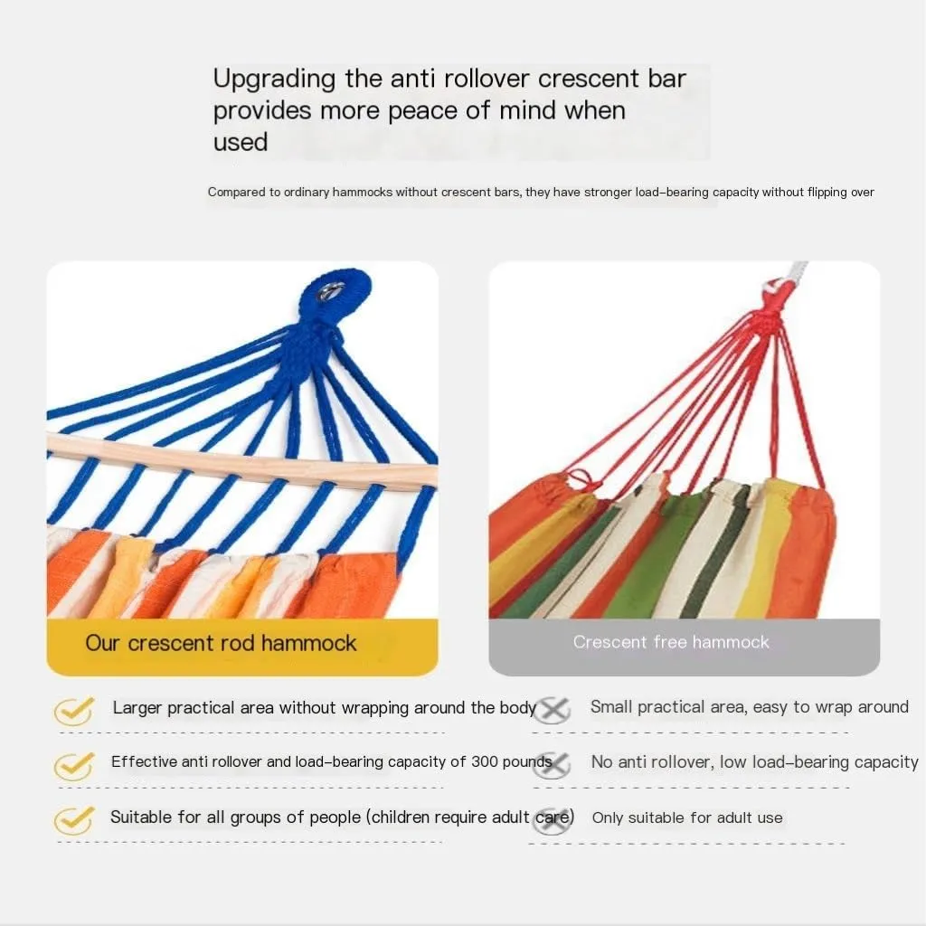 Hamock Hammock Outdoor Camping Single and Double Hammock Canvas Anti-Rollover Swing Adult Dormitory Hanging Chair Hanmock(Blue)