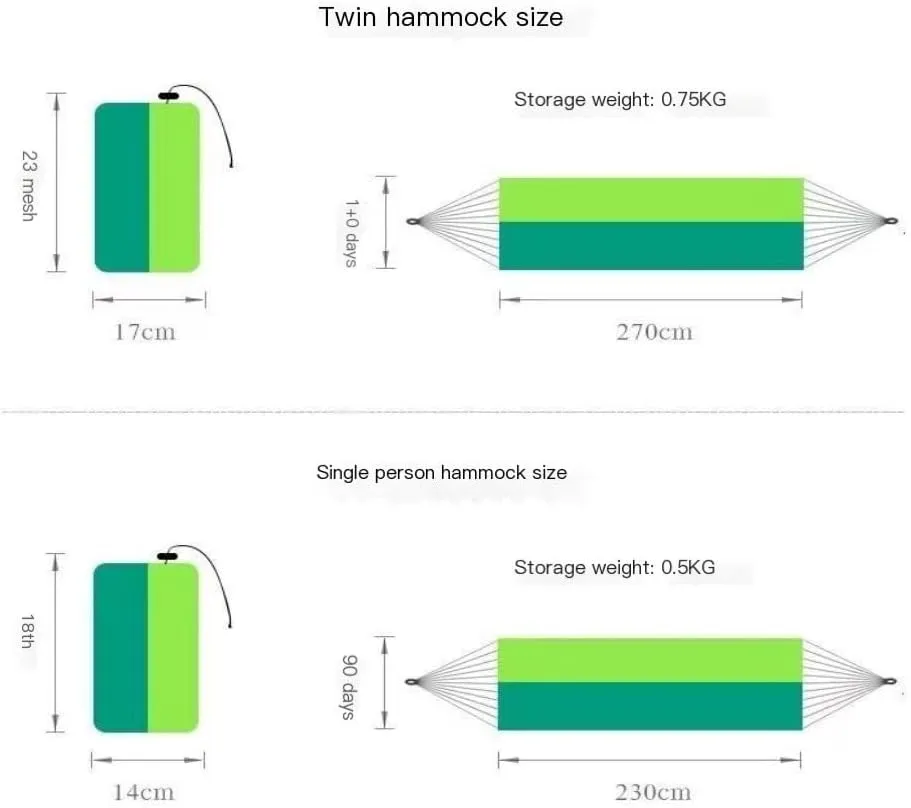 Hamock Hammock Outdoor Sleeping Double Anti-Rollover with Mosquito Net Courtyard Camping Thickened Indoor Home Swing Hanmock(Green,A)