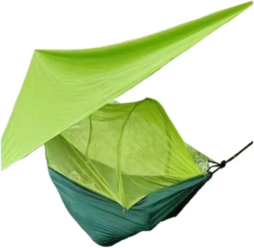 Hamock Hammock Outdoor Sleeping Double Anti-Rollover with Mosquito Net Courtyard Camping Thickened Indoor Home Swing Hanmock(Green,A)