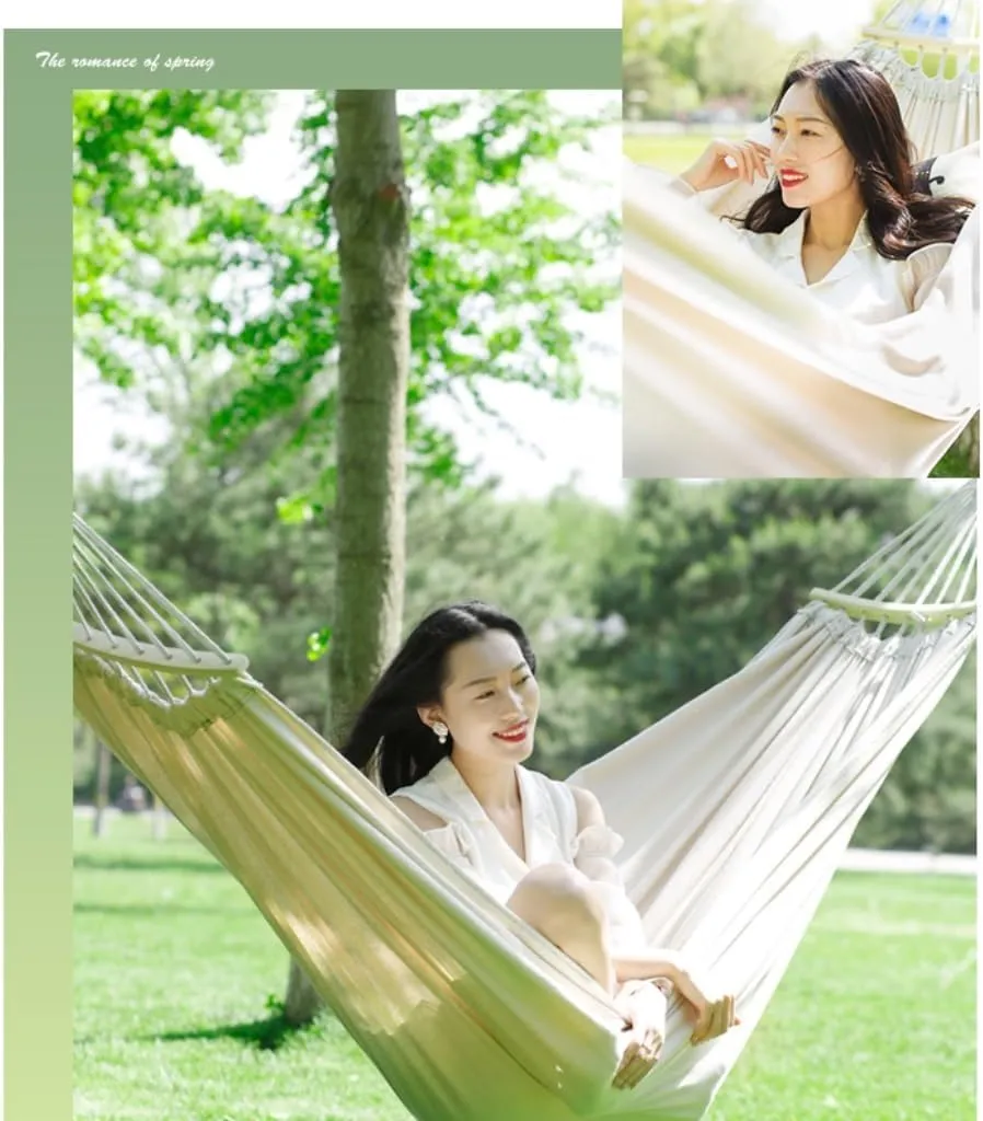 Hamock Hammock Outdoor Swing Camping Single Double Bedroom Adult Sleeping Anti-Rollover Thickened Hanging Chair Hanmock(Blue,B)