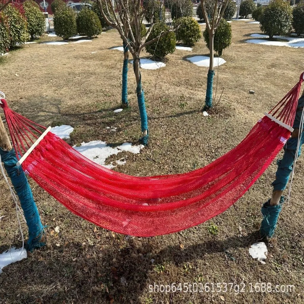Hamock Ice Silk Hammock Outdoor Thickened Fine Mesh Single and Double Anti-Rollover Hanging Chair Camping Courtyard Hanmock(Blue,A)