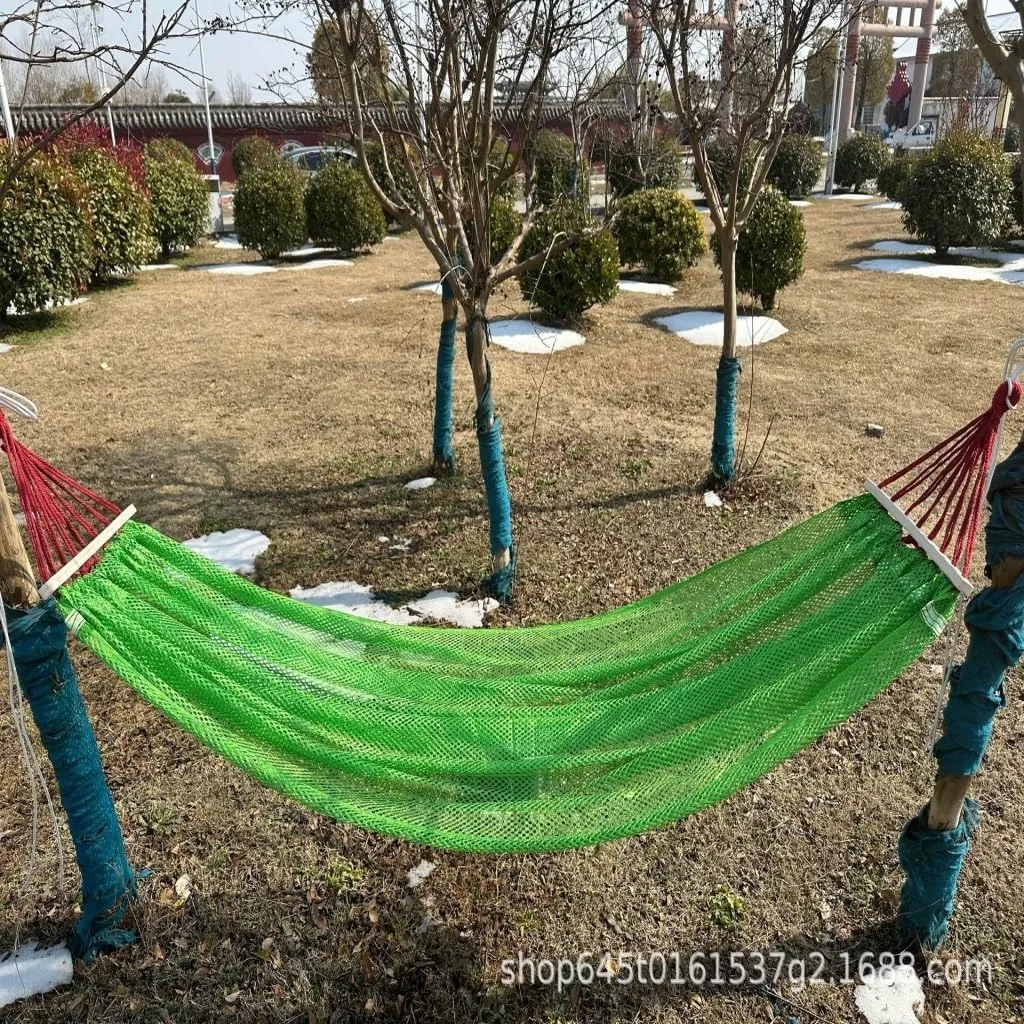 Hamock Ice Silk Hammock Outdoor Thickened Fine Mesh Single and Double Anti-Rollover Hanging Chair Camping Courtyard Hanmock(Blue,A)