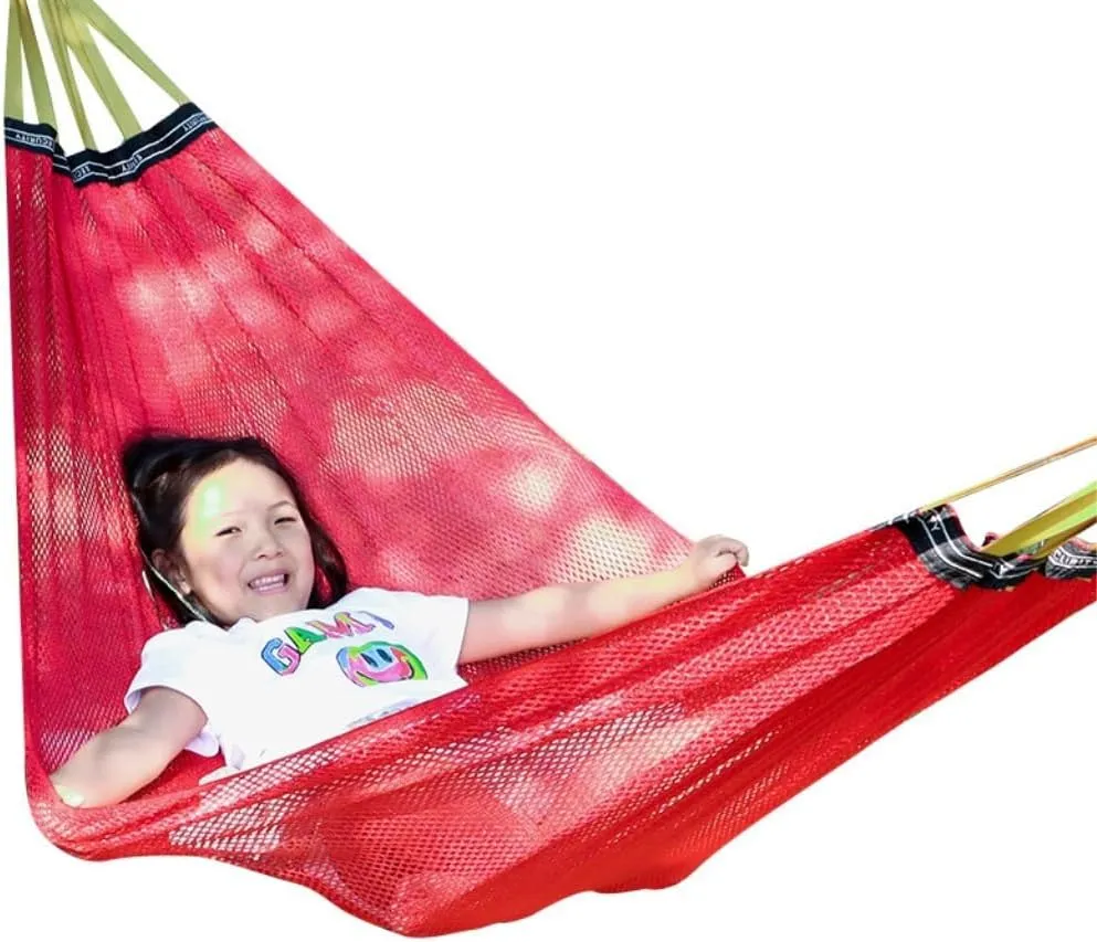 Hamock Ice Silk Hammock Outdoor Thickened Fine Mesh Single and Double Anti-Rollover Hanging Chair Camping Courtyard Hanmock(Blue,A)