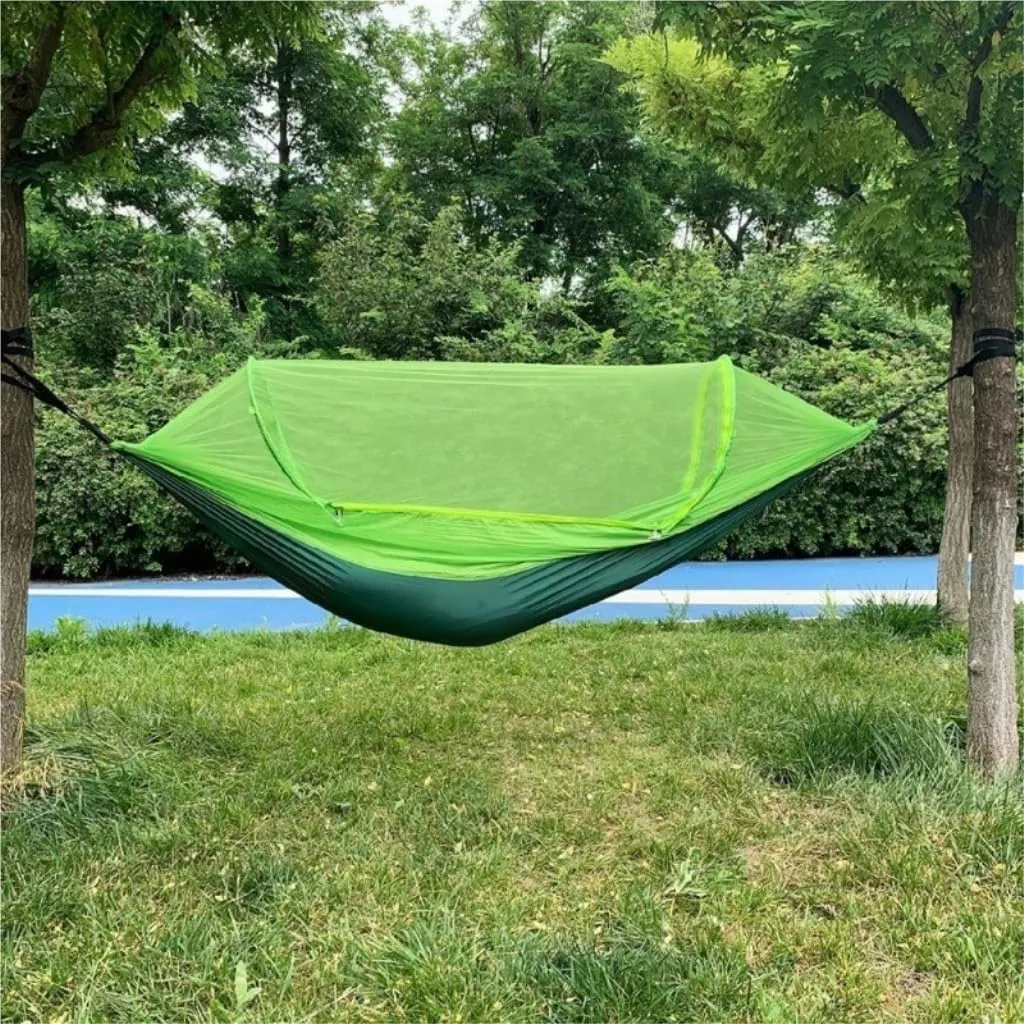 Hamock Mosquito Net Hammock Automatic Anti-Rollover Parachute Boni Silk Spinning Outdoor Strap Swing Chair Summer Hanmock(Blue)
