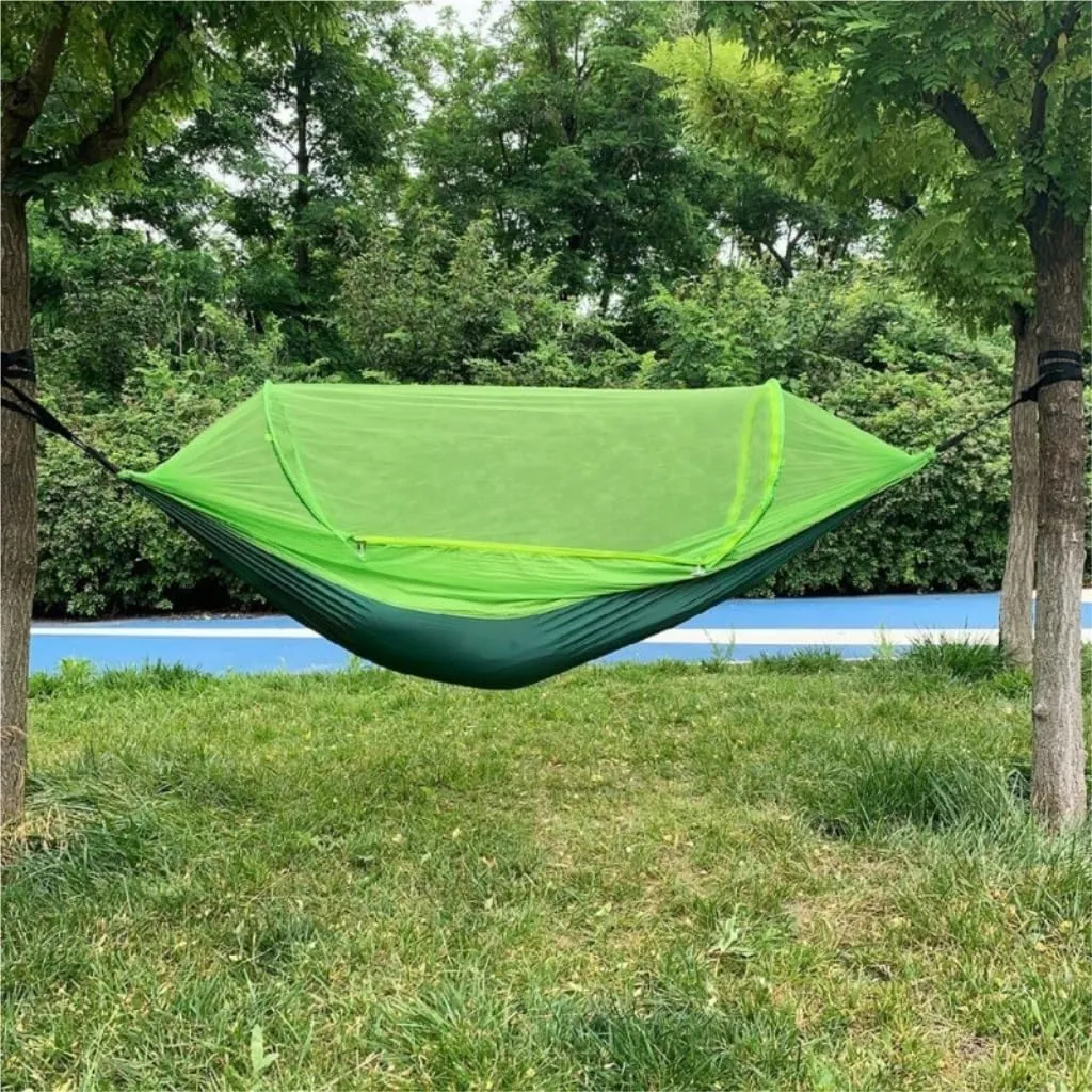 Hamock Mosquito Net Hammock Automatic Anti-Rollover Parachute Boni Silk Spinning Outdoor Strap Swing Chair Summer Hanmock(Blue)
