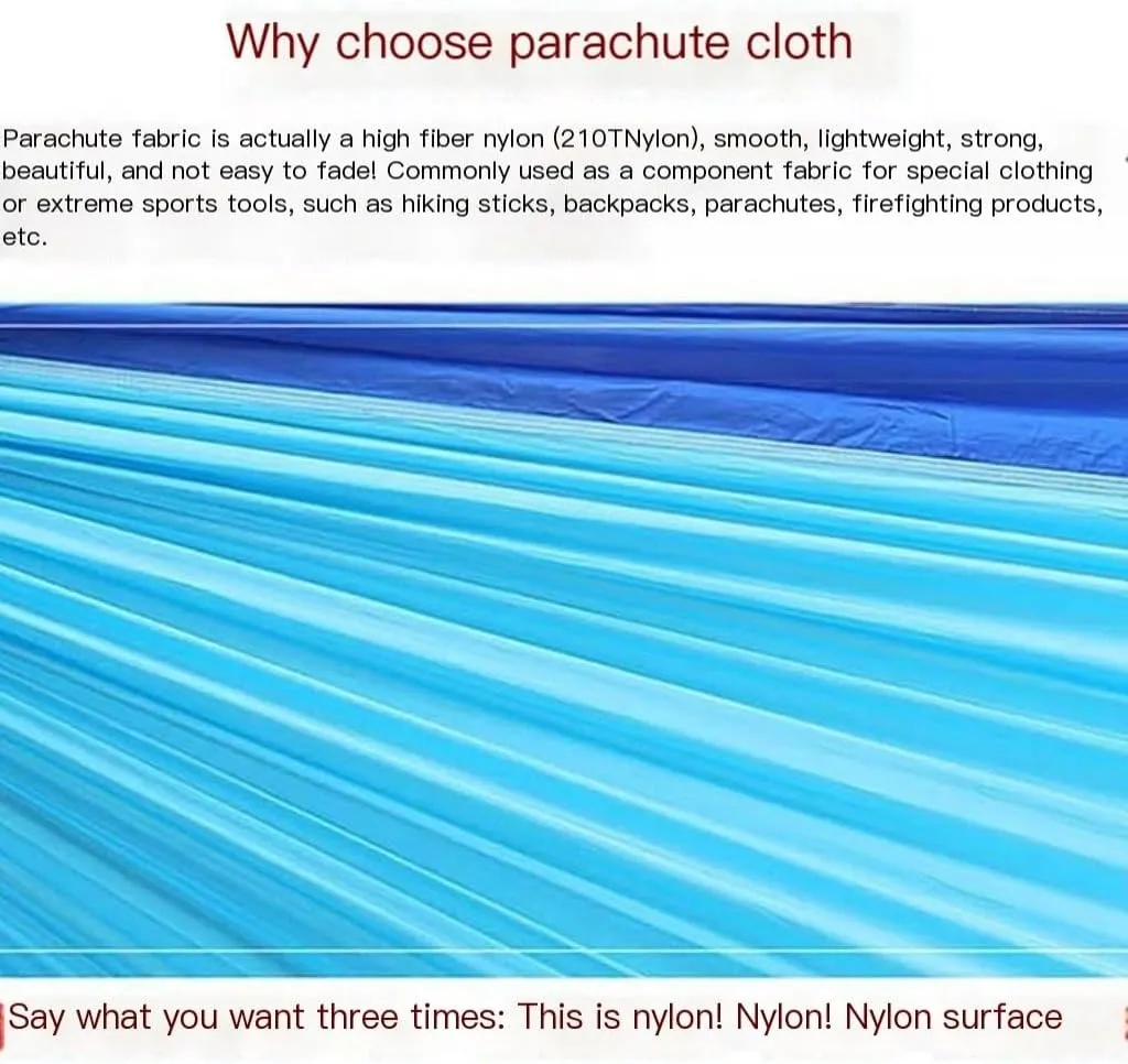 Hamock Mosquito Net Hammock Automatic Anti-Rollover Parachute Boni Silk Spinning Outdoor Strap Swing Chair Summer Hanmock(Blue)