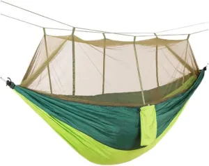 Hamock Mosquito Net Hammock Double Outdoor Anti-Mosquito Parachute Cloth Swing Outdoor Sleeping Hanging Tree Camping Hanmock(Green)