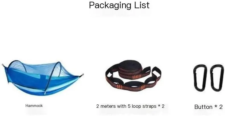 Hamock Outdoor Anti-Mosquito Hammock Automatic Quick Opening with Mosquito Net Parachute Cloth Single Double Portable Hanmock(A)