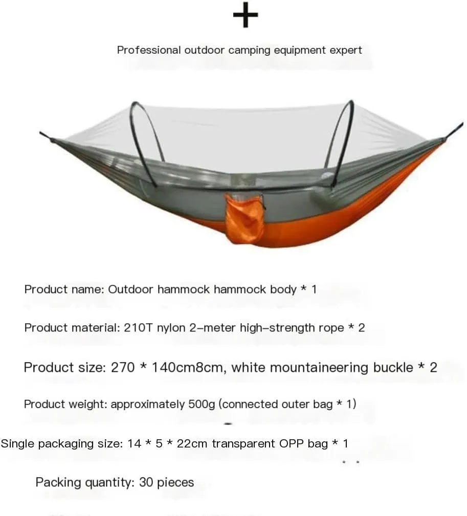 Hamock Outdoor Camping Anti-Rollover Nylon Hammock with Mosquito Net Automatic Quick-Opening Mosquito Net Hammock Hanmock(Pink)