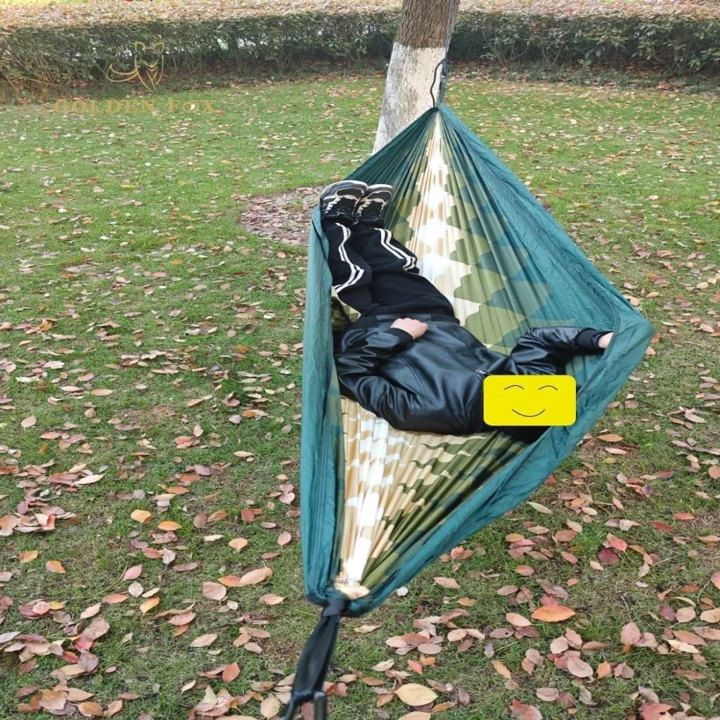 Hamock Outdoor Camping Leisure Single Single and Double Hammock Parachute Cloth Ultra-Light Park Camping Hammock Hanmock(White)