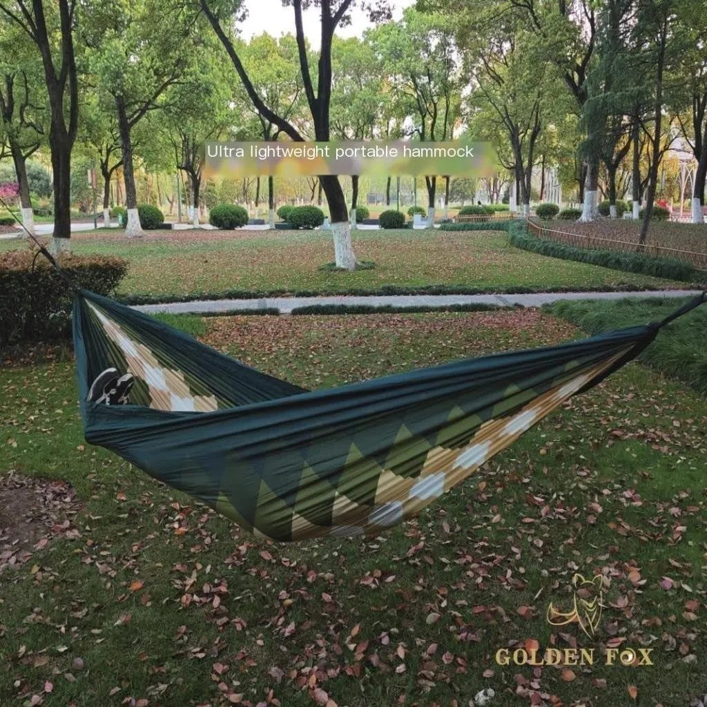 Hamock Outdoor Camping Leisure Single Single and Double Hammock Parachute Cloth Ultra-Light Park Camping Hammock Hanmock(White)