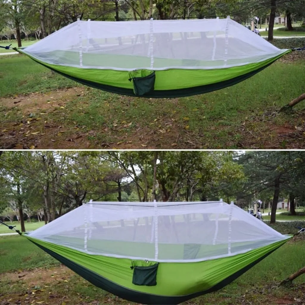 Hamock Outdoor Camping Mosquito Net Hammock Nylon Parachute Cloth Hammock with Mosquito Net Outdoor Swing Hammock Hanmock(E)